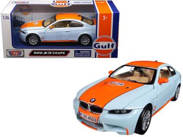 BMW M3 Coupe with "Gulf Oil" Livery Light Blue with Orange Stripe 1/24 Diecast Model Car by Motormax