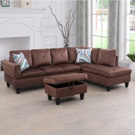 Brown Microfiber 3-Piece Living Room Sofa Set B