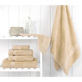 6 Piece Towel Set, 100% Cotton Soft Absorbent Turkish Towels for Bathroom, 2 Bath Towels 2 Hand Towels 2 Washcloths, Beige Towe