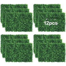 24x16inch Artificial Wall Grass Decorate Grass Boxwood Panels 12 Pcs Grass Backdrop Wall Suitable for Outdoor, Garden, Fence