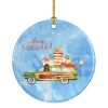 Merry Christmas Newfoundland Ceramic Ornament Christmas Tree Hanging Decorations for Home Christmas Holiday, Party, Gift, 3 in, Multicolor