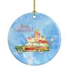 Merry Christmas Japanese Spitz Ceramic Ornament Christmas Tree Hanging Decorations for Home Christmas Holiday, Party, Gift, 3 in, Multicolor