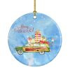 Merry Christmas Wheaten Terrier Ceramic Ornament Christmas Tree Hanging Decorations for Home Christmas Holiday, Party, Gift, 3 in, Multicolor