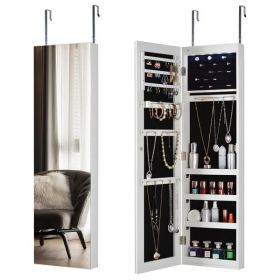 Full Mirror Fashion Simple Jewelry Storage Cabinet With Led Light Can Be Hung On The Door Or Wall