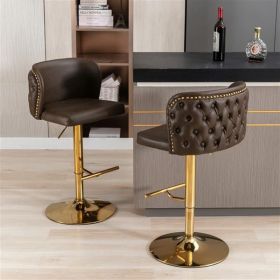 Furniture,Swivel Barstools Adjusatble Seat Height, Modern PU Upholstered Bar Stools with the whole Back Tufted, for Home Pub and Kitchen Island(Brown