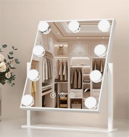 Hollywood Makeup Mirror with Lights, Lighted Vanity Mirror with 9 Dimmable Bulbs and 3 Color Lighting Modes, Smart Touch Control