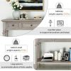 Classic Retro Style Console Table with Three Top Drawers and Open Style Bottom Shelf, Easy Assembly (Gray Wash)