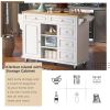 Kitchen cart with Rubber wood desktop rolling mobile kitchen island with storage and 5 draws 53 Inch length(White)