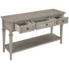 Classic Retro Style Console Table with Three Top Drawers and Open Style Bottom Shelf, Easy Assembly (Gray Wash)