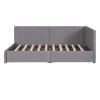 Upholstered Daybed with 2 Storage Drawers Twin Size Sofa Bed Frame No Box Spring Needed, Linen Fabric (Gray)