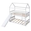 Bunk Bed with Slide, House Bed with Slide, White