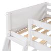 Solid Wood Twin Size Loft Bed with Ladder(White)