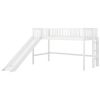 Twin Size Low Loft Bed with Ladder and Slide,White