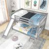 Full over Full Bunk Bed with Convertible Slide and Ladder, Gray