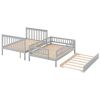 Full over Full Bunk Bed with Trundle and Staircase,Gray