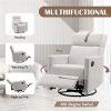 Modern Upholstered Rocker Nursery Chair Plush Seating Glider Swivel Recliner Chair, Beige