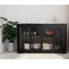 Kitchen Storage Stand Cupboard With Glass Door-Black