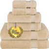 6 Piece Towel Set, 100% Cotton Soft Absorbent Turkish Towels for Bathroom, 2 Bath Towels 2 Hand Towels 2 Washcloths, Beige Towe