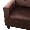 Brown Microfiber 3-Piece Living Room Sofa Set B