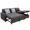 Dark Brown Flannelette 2-Piece Couch Living Room Sofabed