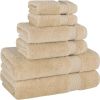 6 Piece Towel Set, 100% Cotton Soft Absorbent Turkish Towels for Bathroom, 2 Bath Towels 2 Hand Towels 2 Washcloths, Beige Towe