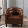 PU Leather Tufted Barrel ChairTub Chair for Living Room Bedroom Club Chairs