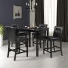 5-Piece Kitchen Table Set Faux Marble Top Counter Height Dining Table Set with 4 PU Leather-Upholstered Chairs, Black