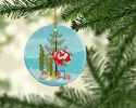 Veil Tail Betta Merry Christmas Ceramic Ornament Christmas Tree Hanging Decorations for Home Christmas Holiday, Party, Gift, 3 in, Multicolor