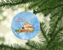 Merry Christmas Newfoundland Ceramic Ornament Christmas Tree Hanging Decorations for Home Christmas Holiday, Party, Gift, 3 in, Multicolor