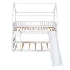 Bunk Bed with Slide, House Bed with Slide, White