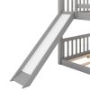 Full over Full Bunk Bed with Convertible Slide and Ladder, Gray