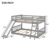 Full over Full Bunk Bed with Convertible Slide and Ladder, Gray