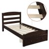 Platform Twin Bed Frame with Storage Drawer and Wood Slat Support No Box Spring Needed, Espresso