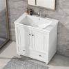 30" Bathroom Vanity with Sink, Combo, Cabinet with Doors and Drawer, Solid Frame and MDF Board, White