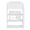 Twin Size Loft Bed with Ladder, Shelves, and Desk, White