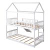 Bunk Bed with Slide, House Bed with Slide, White