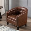 PU Leather Tufted Barrel ChairTub Chair for Living Room Bedroom Club Chairs