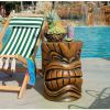 Outdoor Side Table Statue Grande Tiki Spirit Face Kanaloa Teeth for Patio,Bar or Den,15 Inches Wide, 20 Inches Tall,Sculptures