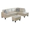 Peaerl White Faux Leather Living Room Sofa Set B