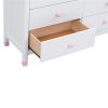 Wooden Storage Dresser with 6 Drawers,Storage Cabinet for kids Bedroom,White+Pink