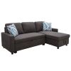 Dark Brown Flannelette 2-Piece Couch Living Room Sofabed