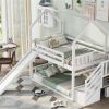 House Bunk Bed with Convertible Slide,Storage Staircase,White