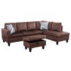 Brown Microfiber 3-Piece Living Room Sofa Set B