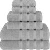 Luxury 6 Piece Towel Set, 2 Bath Towels 2 Hand Towels 2 Washcloths 100% Cotton Turkish Towels for Bathroom Light Grey Towel Sets