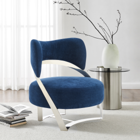 Aura Modern Accent Chair (Option: Blue and Chrome)