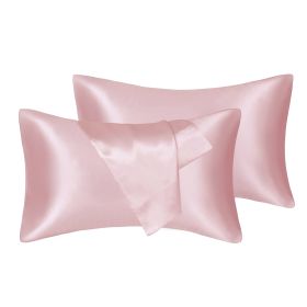 75D Satin Artificial Silk Pillowcase (Option: Pink-Standard 20X26in)