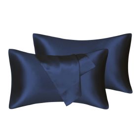 75D Satin Artificial Silk Pillowcase (Option: Navy Blue-Standard 20X26in)