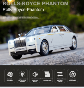 1/24 Rolls-Royce alloy car model phantom back sound and light toy car six open door simulation metal car box (select: Rolls alloy car model-white)