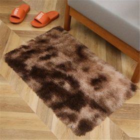 1pc, High Pile Tie-Dyed Shaggy Rug for Living Room and Bedroom - Fire Retardant, Machine Washable, Anti-Skid, Faux Fur (Color: Tie-dye Brown, size: 15.75*23.62inch)