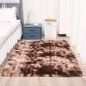 1pc, High Pile Tie-Dyed Shaggy Rug for Living Room and Bedroom - Fire Retardant, Machine Washable, Anti-Skid, Faux Fur (Color: Tie-dye Brown, size: 62.99*78.74inch)